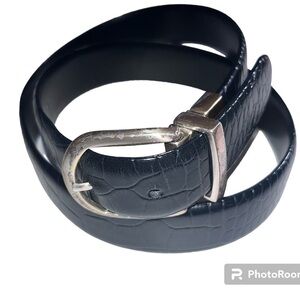 RALPH LAUREN men’s Black reversible Croc embossed dress belt 40 inc buckle